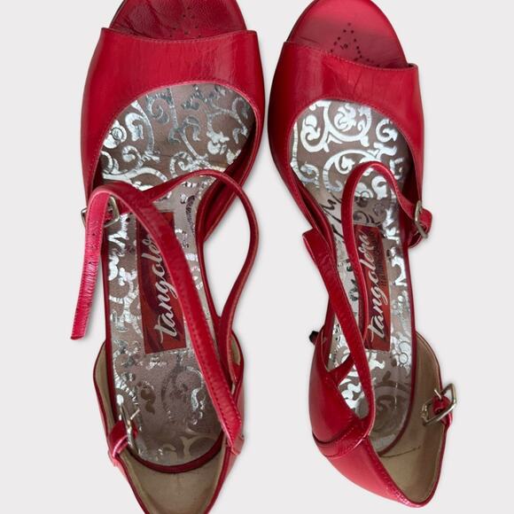 Tangolera Argentine Tango Red Vero Cuoio Italian Leather Strappy Heels- Size 6.5 - Picture 6 of 11